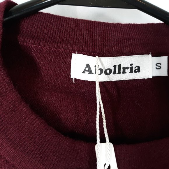 Abollria Women Long Sleeve Maroon Knit Sweater NWT - Picture 4 of 5